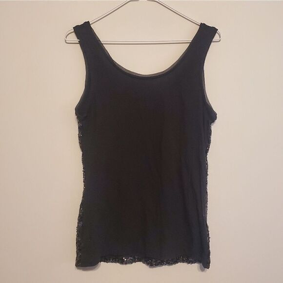 Banana Republic sequins black silver tank top size m - Picture 2 of 5